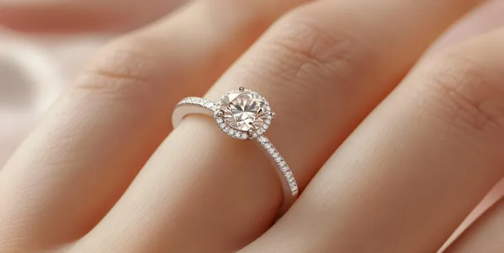 woman diamond ring on hand